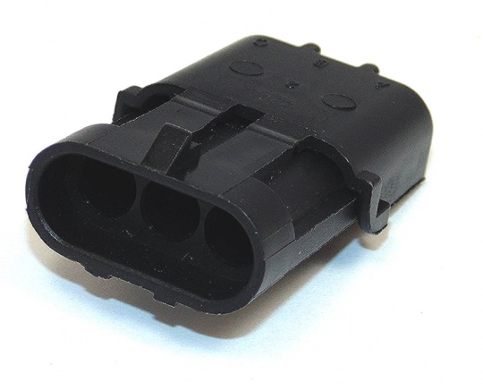 3 Way Delphi Weather-Pack Connector Male Black - automotiveconnectors.com